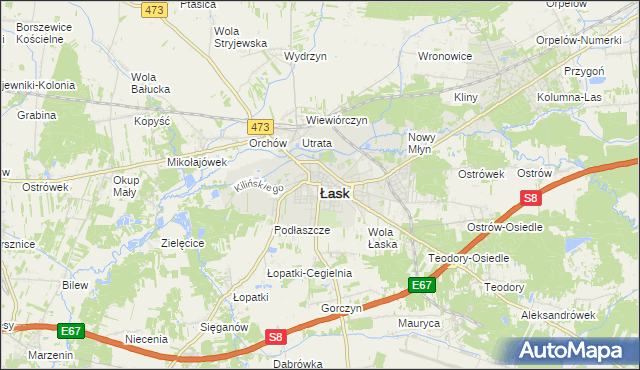 mapa Łask, Łask na mapie Targeo