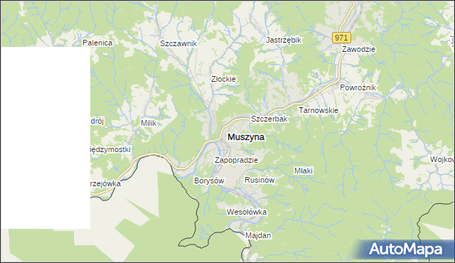 mapa Muszyna, Muszyna na mapie Targeo