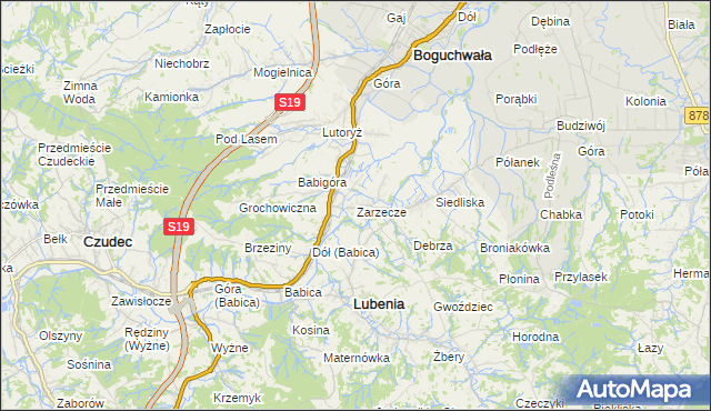 mapa Zarzecze gmina Boguchwała, Zarzecze gmina Boguchwała na mapie Targeo
