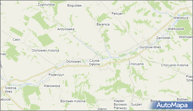 mapa Czysta Dębina-Kolonia, Czysta Dębina-Kolonia na mapie Targeo