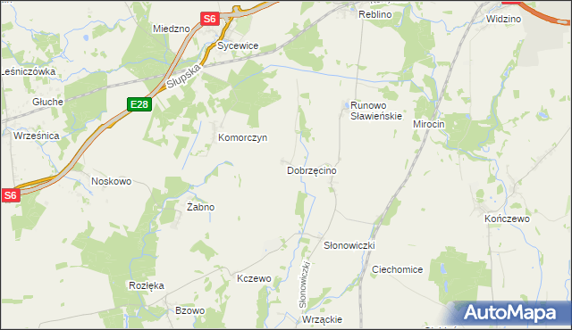 mapa Dobrzęcino, Dobrzęcino na mapie Targeo