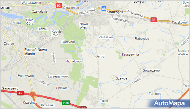 mapa Garby gmina Swarzędz, Garby gmina Swarzędz na mapie Targeo