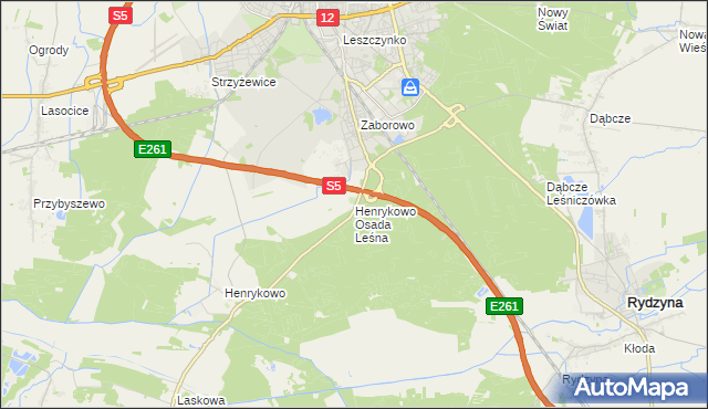 mapa Henrykowo Osada Leśna, Henrykowo Osada Leśna na mapie Targeo