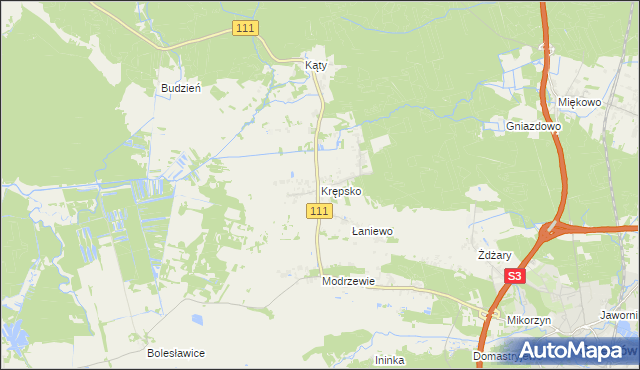 mapa Krępsko gmina Goleniów, Krępsko gmina Goleniów na mapie Targeo