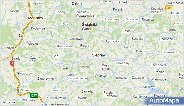 mapa Siepraw, Siepraw na mapie Targeo