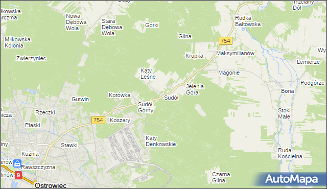 mapa Sudół gmina Bodzechów, Sudół gmina Bodzechów na mapie Targeo