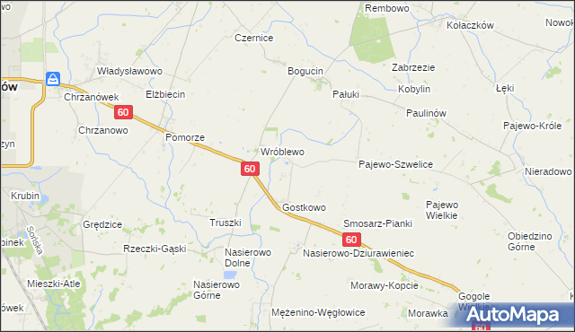 mapa Wróblewko, Wróblewko na mapie Targeo