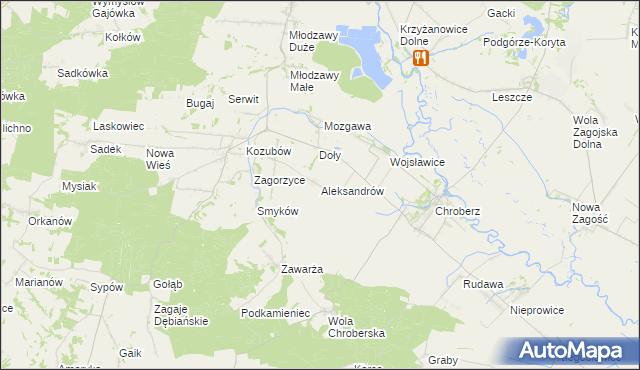 mapa Aleksandrów gmina Pińczów, Aleksandrów gmina Pińczów na mapie Targeo