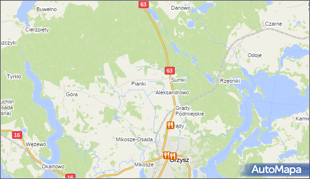 mapa Aleksandrowo gmina Orzysz, Aleksandrowo gmina Orzysz na mapie Targeo