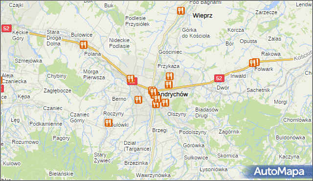mapa Andrychów, Andrychów na mapie Targeo