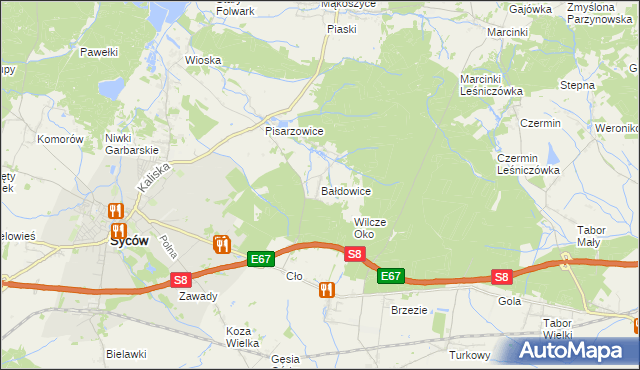 mapa Bałdowice, Bałdowice na mapie Targeo