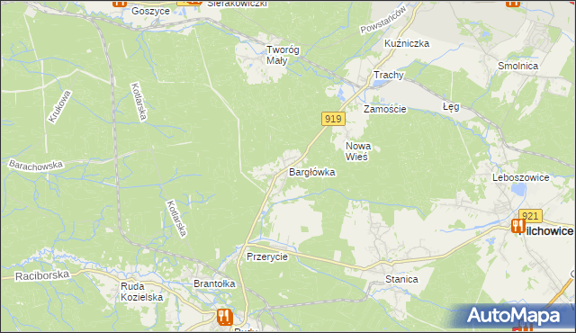 mapa Bargłówka gmina Sośnicowice, Bargłówka gmina Sośnicowice na mapie Targeo