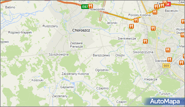 mapa Barszczewo gmina Choroszcz, Barszczewo gmina Choroszcz na mapie Targeo