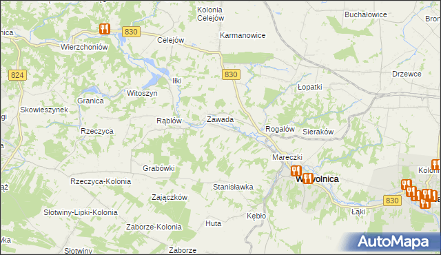 mapa Bartłomiejowice gmina Wąwolnica, Bartłomiejowice gmina Wąwolnica na mapie Targeo