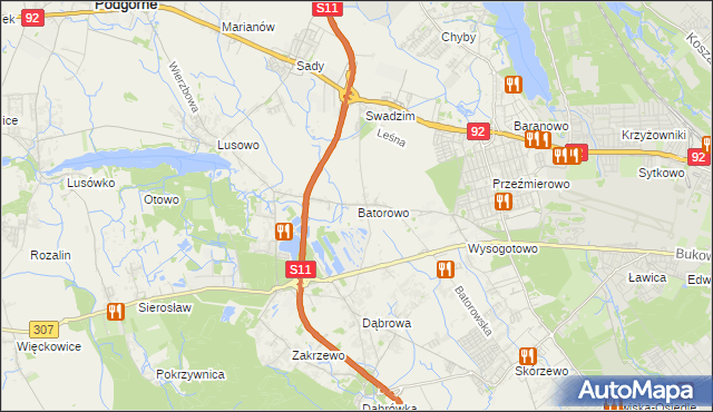 mapa Batorowo gmina Tarnowo Podgórne, Batorowo gmina Tarnowo Podgórne na mapie Targeo