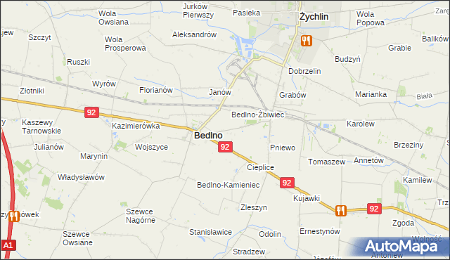 mapa Bedlno-Wieś, Bedlno-Wieś na mapie Targeo