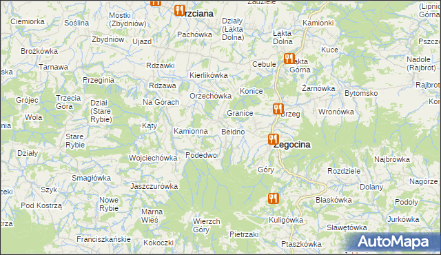 mapa Bełdno, Bełdno na mapie Targeo