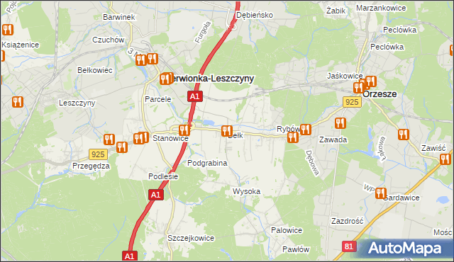 mapa Bełk gmina Czerwionka-Leszczyny, Bełk gmina Czerwionka-Leszczyny na mapie Targeo