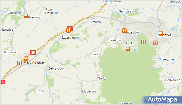 mapa Biała gmina Marcinowice, Biała gmina Marcinowice na mapie Targeo