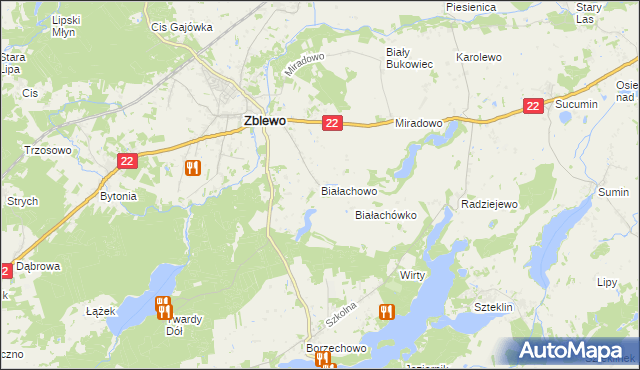 mapa Białachowo, Białachowo na mapie Targeo