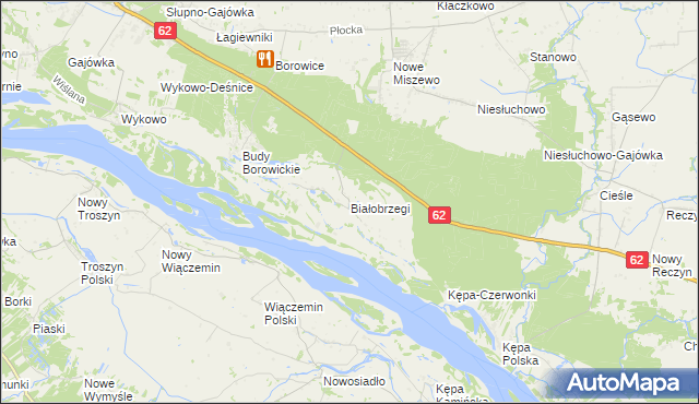 mapa Białobrzegi gmina Bodzanów, Białobrzegi gmina Bodzanów na mapie Targeo