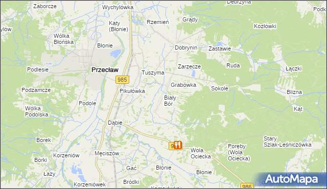 mapa Biały Bór gmina Przecław, Biały Bór gmina Przecław na mapie Targeo