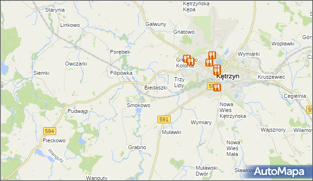 mapa Biedaszki Małe, Biedaszki Małe na mapie Targeo