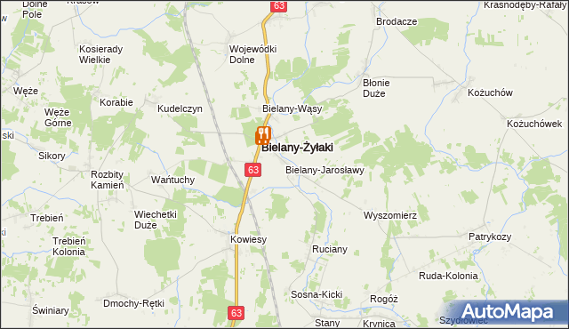 mapa Bielany-Jarosławy, Bielany-Jarosławy na mapie Targeo