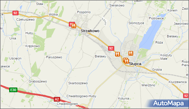 mapa Bielawy gmina Strzałkowo, Bielawy gmina Strzałkowo na mapie Targeo