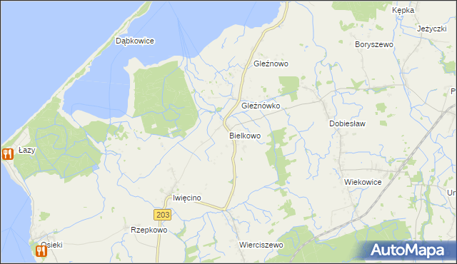 mapa Bielkowo gmina Sianów, Bielkowo gmina Sianów na mapie Targeo