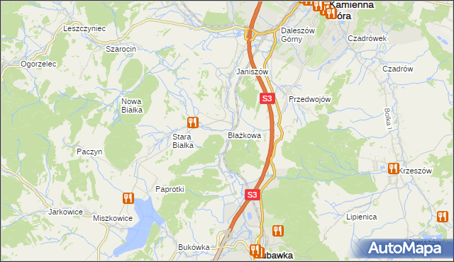 mapa Błażkowa gmina Lubawka, Błażkowa gmina Lubawka na mapie Targeo