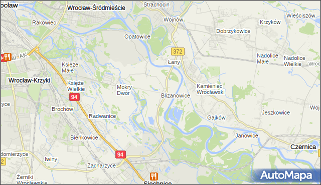 mapa Blizanowice, Blizanowice na mapie Targeo