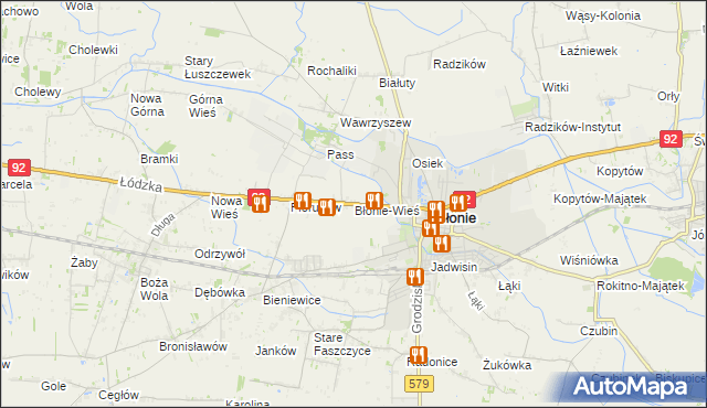 mapa Błonie-Wieś, Błonie-Wieś na mapie Targeo