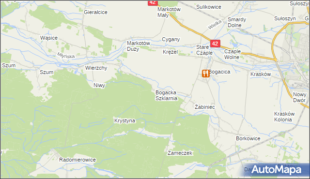 mapa Bogacka Szklarnia, Bogacka Szklarnia na mapie Targeo