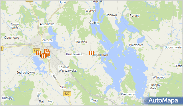 mapa Bogaczewo gmina Morąg, Bogaczewo gmina Morąg na mapie Targeo