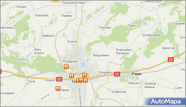 mapa Bogusławki gmina Gostyń, Bogusławki gmina Gostyń na mapie Targeo