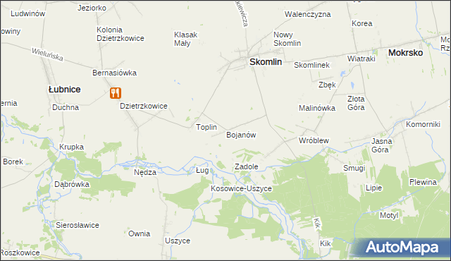 mapa Bojanów gmina Skomlin, Bojanów gmina Skomlin na mapie Targeo