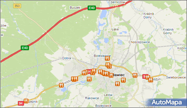 mapa Bolesławice gmina Bolesławiec, Bolesławice gmina Bolesławiec na mapie Targeo