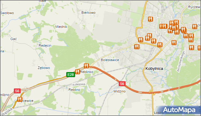 mapa Bolesławice gmina Kobylnica, Bolesławice gmina Kobylnica na mapie Targeo
