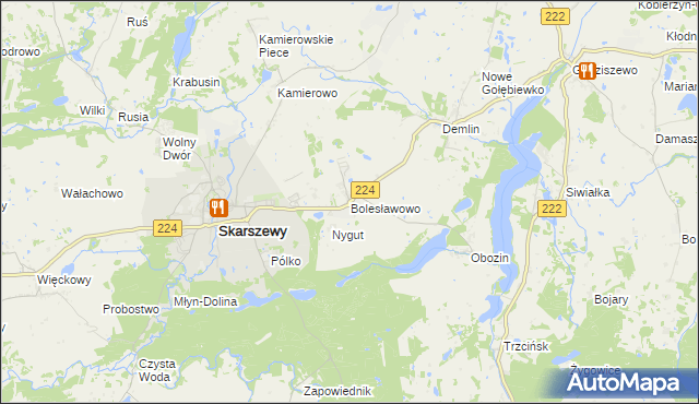 mapa Bolesławowo gmina Skarszewy, Bolesławowo gmina Skarszewy na mapie Targeo