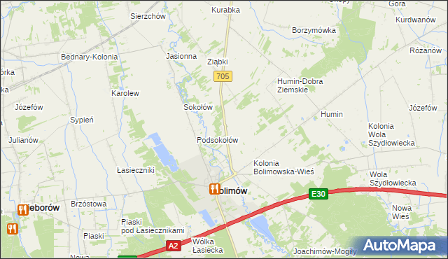 mapa Bolimowska Wieś, Bolimowska Wieś na mapie Targeo