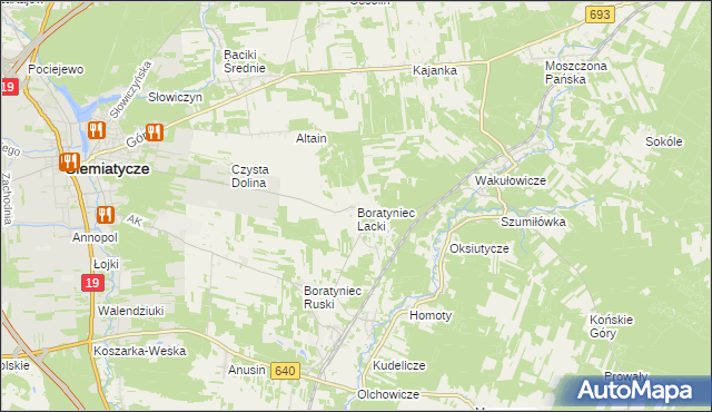 mapa Boratyniec Lacki, Boratyniec Lacki na mapie Targeo
