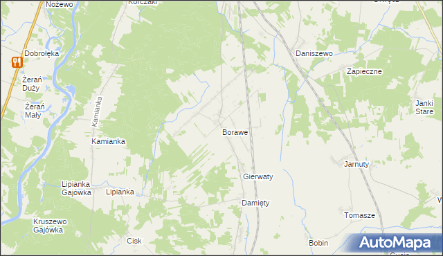 mapa Borawe, Borawe na mapie Targeo