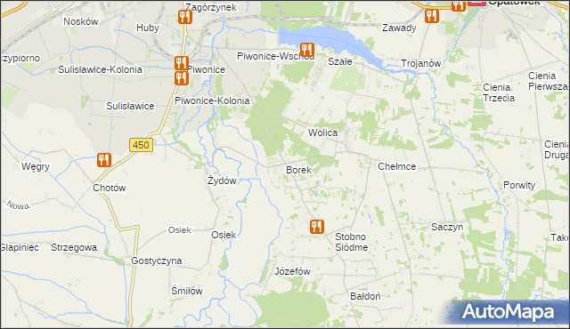 mapa Borek gmina Godziesze Wielkie, Borek gmina Godziesze Wielkie na mapie Targeo