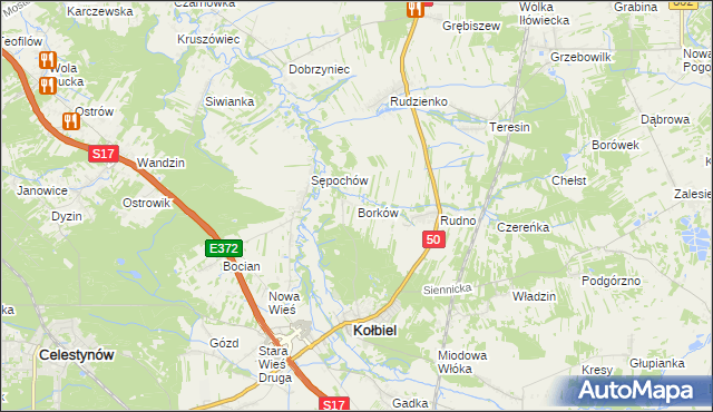 mapa Borków gmina Kołbiel, Borków gmina Kołbiel na mapie Targeo