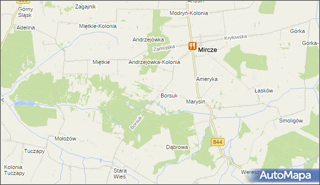 mapa Borsuk gmina Mircze, Borsuk gmina Mircze na mapie Targeo