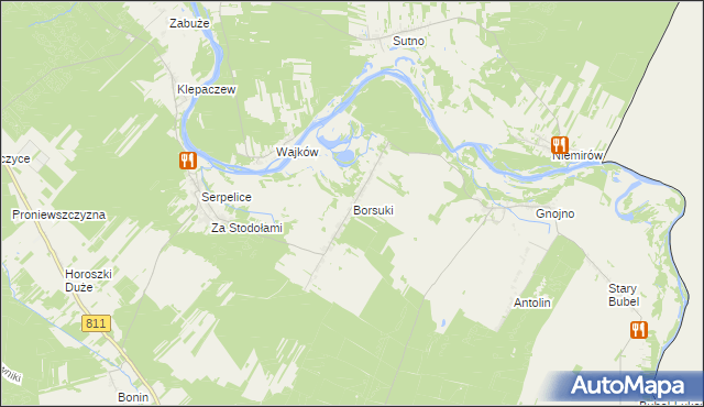 mapa Borsuki gmina Sarnaki, Borsuki gmina Sarnaki na mapie Targeo