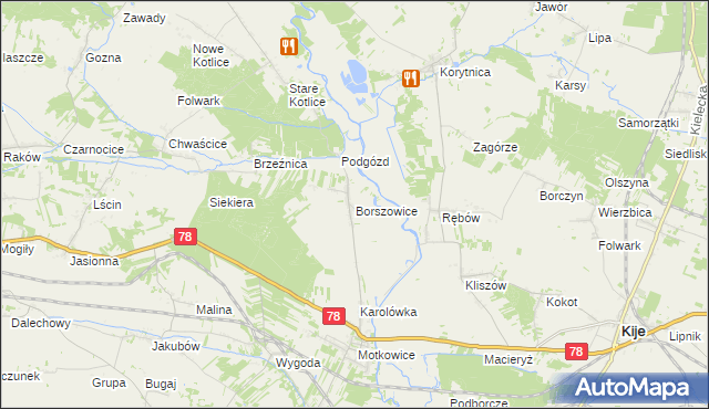 mapa Borszowice gmina Imielno, Borszowice gmina Imielno na mapie Targeo