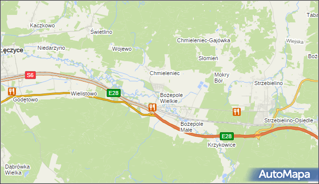 mapa Bożepole Wielkie, Bożepole Wielkie na mapie Targeo
