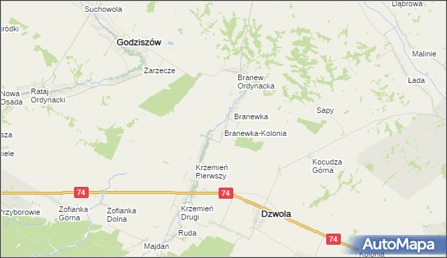 mapa Branewka-Kolonia, Branewka-Kolonia na mapie Targeo